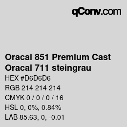 Farbcode: Oracal 851 Premium Cast - Oracal 711 steingrau | qconv.com