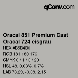 カラーコード: Oracal 851 Premium Cast - Oracal 724 eisgrau | qconv.com