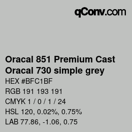 Farbcode: Oracal 851 Premium Cast - Oracal 730 simple grey | qconv.com