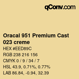 カラーコード: Oracal 951 Premium Cast - 023 creme | qconv.com