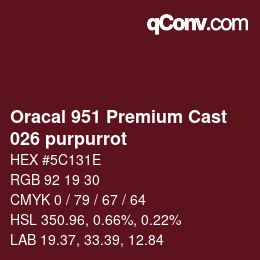 カラーコード: Oracal 951 Premium Cast - 026 purpurrot | qconv.com