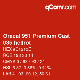 カラーコード: Oracal 951 Premium Cast - 035 hellrot | qconv.com