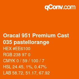 Código de color: Oracal 951 Premium Cast - 035 pastellorange | qconv.com