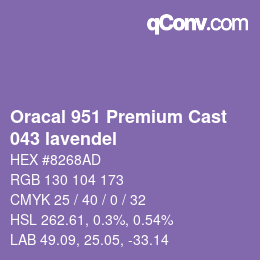 Farbcode: Oracal 951 Premium Cast - 043 lavendel | qconv.com