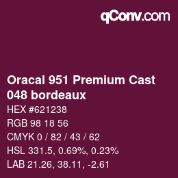 Código de color: Oracal 951 Premium Cast - 048 bordeaux | qconv.com