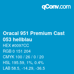 Farbcode: Oracal 951 Premium Cast - 053 hellblau | qconv.com