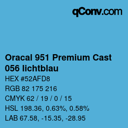 Code couleur: Oracal 951 Premium Cast - 056 lichtblau | qconv.com