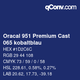 カラーコード: Oracal 951 Premium Cast - 065 kobaltblau | qconv.com