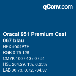 カラーコード: Oracal 951 Premium Cast - 067 blau | qconv.com