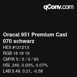 Código de color: Oracal 951 Premium Cast - 070 schwarz | qconv.com