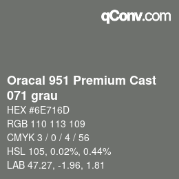 Código de color: Oracal 951 Premium Cast - 071 grau | qconv.com