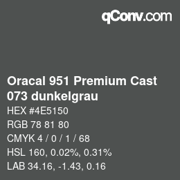 Farbcode: Oracal 951 Premium Cast - 073 dunkelgrau | qconv.com