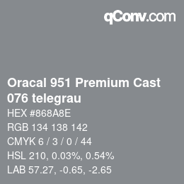 Farbcode: Oracal 951 Premium Cast - 076 telegrau | qconv.com