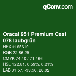 カラーコード: Oracal 951 Premium Cast - 078 laubgrün | qconv.com