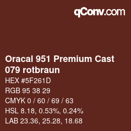 カラーコード: Oracal 951 Premium Cast - 079 rotbraun | qconv.com