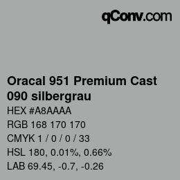 カラーコード: Oracal 951 Premium Cast - 090 silbergrau | qconv.com