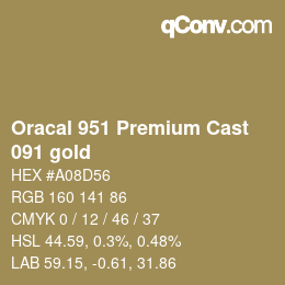 カラーコード: Oracal 951 Premium Cast - 091 gold | qconv.com