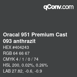 Código de color: Oracal 951 Premium Cast - 093 anthrazit | qconv.com