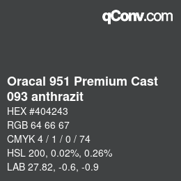 Code couleur: Oracal 951 Premium Cast - 093 anthrazit | qconv.com