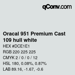 Code couleur: Oracal 951 Premium Cast - 109 hull white | qconv.com