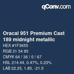 Farbcode: Oracal 951 Premium Cast - 189 midnight metallic | qconv.com