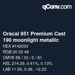 Farbcode: Oracal 951 Premium Cast - 190 moonlight metallic | qconv.com