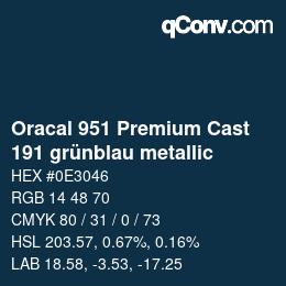 カラーコード: Oracal 951 Premium Cast - 191 grünblau metallic | qconv.com