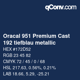 Color code: Oracal 951 Premium Cast - 192 tiefblau metallic | qconv.com