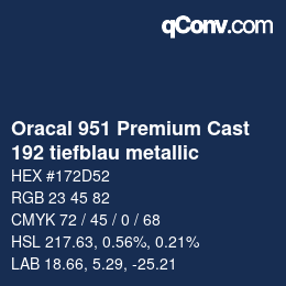 Código de color: Oracal 951 Premium Cast - 192 tiefblau metallic | qconv.com