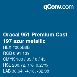 カラーコード: Oracal 951 Premium Cast - 197 azur metallic | qconv.com