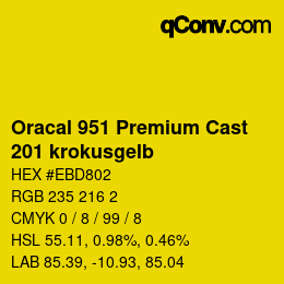 Farbcode: Oracal 951 Premium Cast - 201 krokusgelb | qconv.com