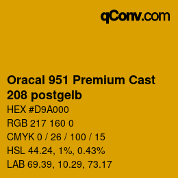 Código de color: Oracal 951 Premium Cast - 208 postgelb | qconv.com