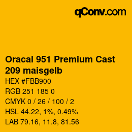 Farbcode: Oracal 951 Premium Cast - 209 maisgelb | qconv.com