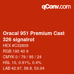 カラーコード: Oracal 951 Premium Cast - 326 signalrot | qconv.com