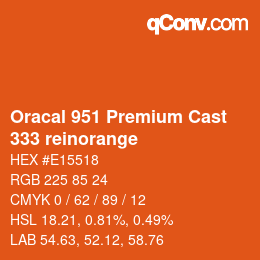 カラーコード: Oracal 951 Premium Cast - 333 reinorange | qconv.com
