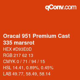 Code couleur: Oracal 951 Premium Cast - 335 marsrot | qconv.com