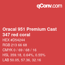 Farbcode: Oracal 951 Premium Cast - 347 red coral | qconv.com