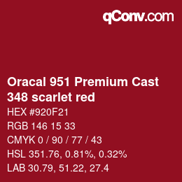 Farbcode: Oracal 951 Premium Cast - 348 scarlet red | qconv.com