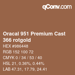 Código de color: Oracal 951 Premium Cast - 366 rotgold | qconv.com