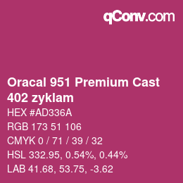 Código de color: Oracal 951 Premium Cast - 402 zyklam | qconv.com