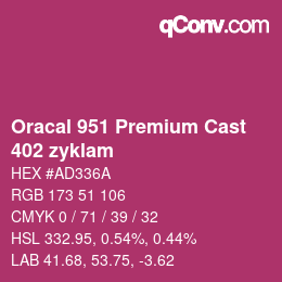 Code couleur: Oracal 951 Premium Cast - 402 zyklam | qconv.com