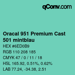 Color code: Oracal 951 Premium Cast - 501 mintblau | qconv.com