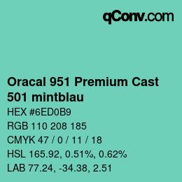 Código de color: Oracal 951 Premium Cast - 501 mintblau | qconv.com
