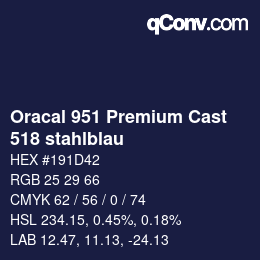 Código de color: Oracal 951 Premium Cast - 518 stahlblau | qconv.com