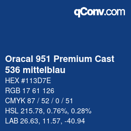 Farbcode: Oracal 951 Premium Cast - 536 mittelblau | qconv.com