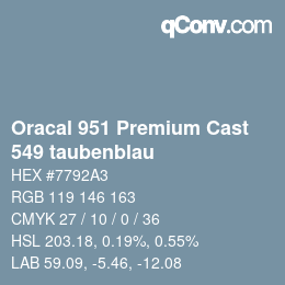 Farbcode: Oracal 951 Premium Cast - 549 taubenblau | qconv.com