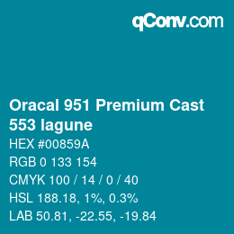 Farbcode: Oracal 951 Premium Cast - 553 lagune | qconv.com