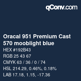 カラーコード: Oracal 951 Premium Cast - 570 mooblight blue | qconv.com