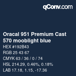 カラーコード: Oracal 951 Premium Cast - 570 mooblight blue | qconv.com