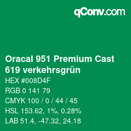 Código de color: Oracal 951 Premium Cast - 619 verkehrsgrün | qconv.com